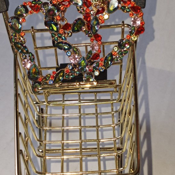 Pink Crystal Statement Heart Earrings - Picture 4 of 8